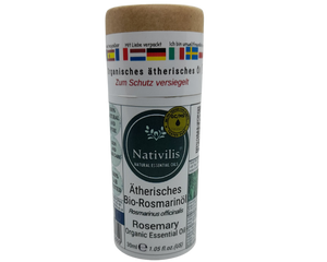 Nativilis Organic Rosemary Essential Oil (Rosmarinus officinalis) - 100% Natural - 30ml (GC/MS Tested)