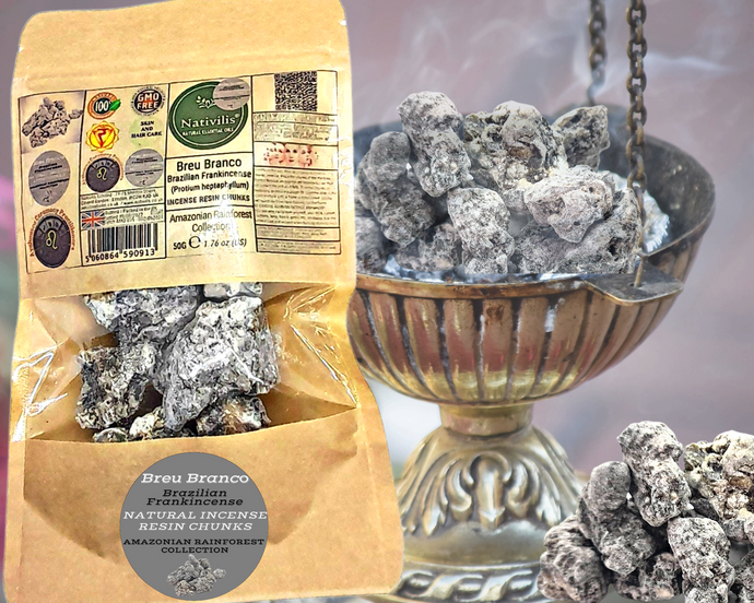 Nativilis Brazilian Frankincense - AMAZONIAN BREU BRANCO NATURAL INCENSE RESIN CHUNKS - Protium heptaphyllum - Shamanic traditional healing practices accompanying prayer - sacred purposes - Ayahuasca ceremony practitioners - Copaiba