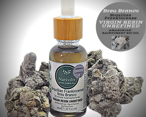 Nativilis Brazilian Frankincense - BREU BRANCO VIRGIN RESIN UNREFINED - Protium heptaphyllum - Amazonian natural resin oil properties anti-inflammatory antiseptic analgesic soothing exfoliant for dry and oily skin - Copaiba