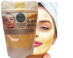 Nativilis Amazonian Yellow Clay Mild Powder Kaolin - Natural Facial Body Mask – Absorb Less Oil Perfect for Sensitive Dry Skin – Increased Collagen – Skin Remineralize - Copaiba benefits