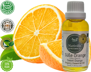 Nativilis Organic Sweet Orange Essential Oil (Citrus sinensis) - 100% Natural - 30ml - (GC/MS Tested)