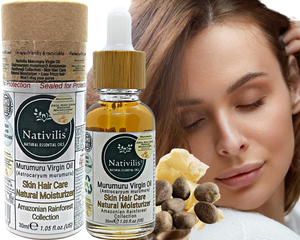 Nativilis Murumuru Virgin Oil (Astrocaryum murumuru) Amazonian Rainforest Collection - Skin Hair Care Natural Moisturizer – Less frizzy hair - Won’t clog your pores – Copaiba properties
