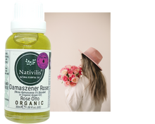 Load image into Gallery viewer, Nativilis Organic Rose Otto Essential Oil Blend 5% (Rosa damascena/Argania spinosa) - 100% Natural - 30ml - (GC/MS Tested)
