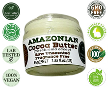 Load image into Gallery viewer, Nativilis Amazonian Cocoa Butter Raw Unscented Fragrance Free (Theobroma cacao) Skin Natural Moisturizer Replenishing skin&#39;s moisture protecting your skin improving elasticity – Copaiba properties
