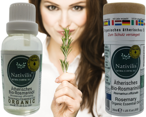 Nativilis Organic Rosemary Essential Oil (Rosmarinus officinalis) - 100% Natural - 30ml (GC/MS Tested)