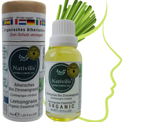 Load image into Gallery viewer, Nativilis Organic Lemongrass Essential Oil (Cymbopogon citratus) - 100% Natural - 30ml - (GC/MS Tested)
