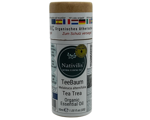 Nativilis Organic Tea Tree Essential Oil (Melaleuca alternifolia) - 100% Natural - 30ml - (GC/MS Tested)