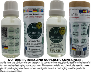 Nativilis Organic Rosemary Essential Oil (Rosmarinus officinalis) - 100% Natural - 30ml (GC/MS Tested)