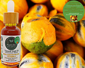 Nativilis TUCUMA VIRGIN OIL (Astrocaryum vulgare) Amazonian Rainforest Collection HIGH CONCENTRATION VITAMIN-A BETA-CAROTENE - SKIN and Hair Care - nourishing, moisturizing, antioxidant and anti-inflammatory properties - Copaiba
