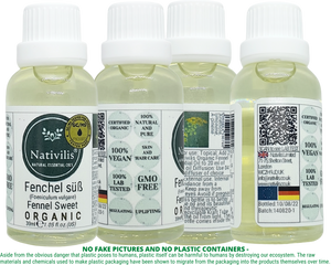 Nativilis Organic Fennel Sweet Essential Oil (Foeniculum vulgare) - 100% Natural - 30ml - (GC/MS Tested)