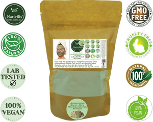 Nativilis Amazonian Green Montmorillonite Powder Clay - Natural Facial Hair Body Mask – oily and acne-prone skin restoring balance skin PH levels – Best known most used - Copaiba benefits