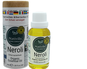 Nativilis Organic Neroli Essential Oil (Citrus aurantium) - 100% Natural - 30ml - (GC/MS Tested)