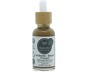 Nativilis TRIPALMITIN PLUS enriched with 03 Amazonian Rainforest Virgin Oil - ANDIROBA BACURI PRACAXI - Favours cellular renewal standardizing the tone - skin getting more illuminated revitalized and soft  - Copaiba