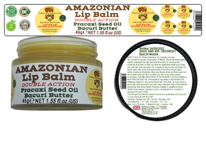 Nativilis AMAZONIAN LIP BALM DOUBLE ACTION FORMULA WITH PRACAXI SEED OIL (Pentaclethra macroloba) + BACURI BUTTER (Platonia insignis) Moisturises Dry Lips and Heals Chapped Lips - Toned Lips - Copaiba