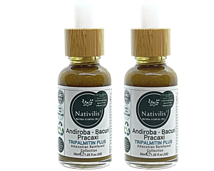 Nativilis TRIPALMITIN PLUS enriched with 03 Amazonian Rainforest Virgin Oil - ANDIROBA BACURI PRACAXI - Favours cellular renewal standardizing the tone - skin getting more illuminated revitalized and soft  - Copaiba