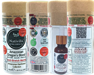 Nativilis Amazonian Dragon’s Blood (trilipid complex enriched) Virgin Rainforest Bio Oil - UCUUBA - BACURI – PRACAXI – anti-stretch marks properties stimulating the production of collagen - Copaiba