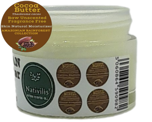 Nativilis Amazonian Cocoa Butter Raw Unscented Fragrance Free (Theobroma cacao) Skin Natural Moisturizer Replenishing skin's moisture protecting your skin improving elasticity – Copaiba properties