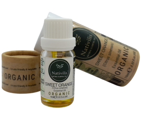 Nativilis Organic Sweet Orange Essential Oil (Citrus sinensis) - 100% Natural - 10ml - (GC/MS Tested)