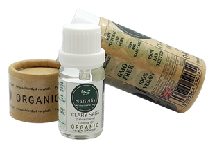 Nativilis Organic Clary Sage Essential Oil (Salvia sclarea) - 100% Natural - 10ml - (GC/MS Tested)