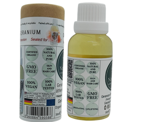 Nativilis Organic Geranium Essential Oil (Pelargonium graveolens) - 100% Natural - 30ml - (GC/MS Tested)