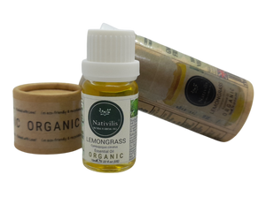 Nativilis Organic Lemongrass Essential Oil (Cymbopogon citratus) - 100% Natural - 10ml - (GC/MS Tested)