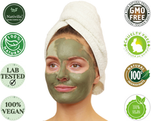 Load image into Gallery viewer, Nativilis Amazonian Green Montmorillonite Powder Clay - Natural Facial Hair Body Mask – oily and acne-prone skin restoring balance skin PH levels – Best known most used - Copaiba benefits
