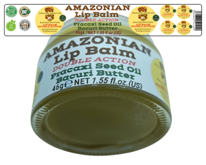 Nativilis AMAZONIAN LIP BALM DOUBLE ACTION FORMULA WITH PRACAXI SEED OIL (Pentaclethra macroloba) + BACURI BUTTER (Platonia insignis) Moisturises Dry Lips and Heals Chapped Lips - Toned Lips - Copaiba