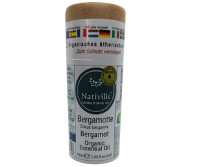 Nativilis Organic Bergamot Essential Oil - (Citrus bergamia) - 100% Natural - 30ml - (GC/MS Tested)