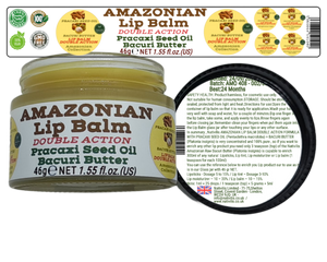 Nativilis AMAZONIAN LIP BALM DOUBLE ACTION FORMULA WITH PRACAXI SEED OIL (Pentaclethra macroloba) + BACURI BUTTER (Platonia insignis) Moisturises Dry Lips and Heals Chapped Lips - Toned Lips - Copaiba