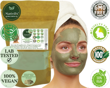 Load image into Gallery viewer, Nativilis Amazonian Green Montmorillonite Powder Clay - Natural Facial Hair Body Mask – oily and acne-prone skin restoring balance skin PH levels – Best known most used - Copaiba benefits
