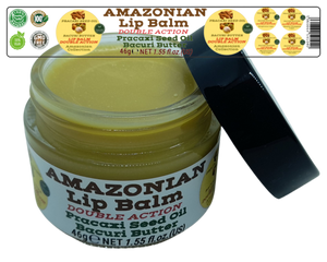 Nativilis AMAZONIAN LIP BALM DOUBLE ACTION FORMULA WITH PRACAXI SEED OIL (Pentaclethra macroloba) + BACURI BUTTER (Platonia insignis) Moisturises Dry Lips and Heals Chapped Lips - Toned Lips - Copaiba