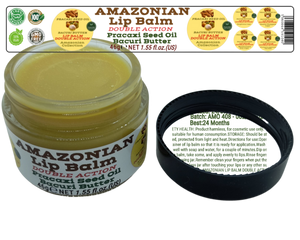 Nativilis AMAZONIAN LIP BALM DOUBLE ACTION FORMULA WITH PRACAXI SEED OIL (Pentaclethra macroloba) + BACURI BUTTER (Platonia insignis) Moisturises Dry Lips and Heals Chapped Lips - Toned Lips - Copaiba