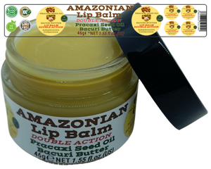 Nativilis AMAZONIAN LIP BALM DOUBLE ACTION FORMULA WITH PRACAXI SEED OIL (Pentaclethra macroloba) + BACURI BUTTER (Platonia insignis) Moisturises Dry Lips and Heals Chapped Lips - Toned Lips - Copaiba