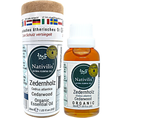 Nativilis Organic Cedarwood Essential Oil (Cedrus atlantica) - 100% Natural - 30ml - (GC/MS Tested)