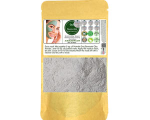 Nativilis Gray (Grey) Bentonite Clay Powder - Natural Facial Hair Body Mask Fine Soft Texture Removing Toxins from the Body Detoxifying Skin Hydrates the Hair and Scalp Copaiba