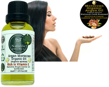 Load image into Gallery viewer, Nativilis Organic Argan Oil Moroccan (Argania spinosa) Hair, Face &amp; Skin - Natural Cold Pressed Carrier Oil - Pure &amp; Natural, Anti-Ageing, Antioxidant, Vegan, No GMO - Rich in Vitamin E – Copaiba

