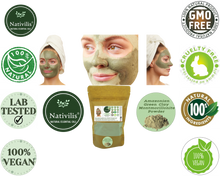 Load image into Gallery viewer, Nativilis Amazonian Green Montmorillonite Powder Clay - Natural Facial Hair Body Mask – oily and acne-prone skin restoring balance skin PH levels – Best known most used - Copaiba benefits
