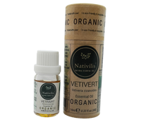 Load image into Gallery viewer, Nativilis Organic Vetivert Essential Oil (Vetiveria zizanoides) - 100% Natural - 10ml - (GC/MS Tested)
