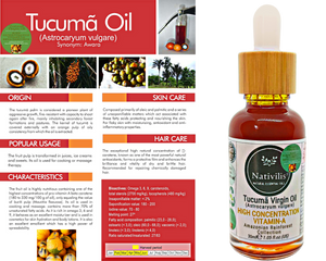 Nativilis TUCUMA VIRGIN OIL (Astrocaryum vulgare) Amazonian Rainforest Collection HIGH CONCENTRATION VITAMIN-A BETA-CAROTENE - SKIN and Hair Care - nourishing, moisturizing, antioxidant and anti-inflammatory properties - Copaiba