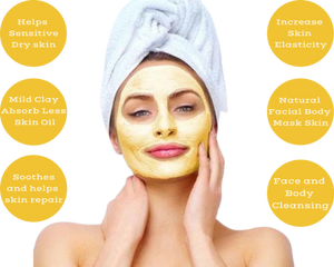 Nativilis Amazonian Yellow Clay Mild Powder Kaolin - Natural Facial Body Mask – Absorb Less Oil Perfect for Sensitive Dry Skin – Increased Collagen – Skin Remineralize - Copaiba benefits