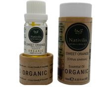 Load image into Gallery viewer, Nativilis Organic Sweet Orange Essential Oil (Citrus sinensis) - 100% Natural - 10ml - (GC/MS Tested)
