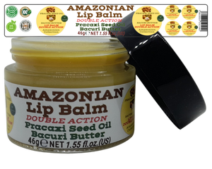 Nativilis AMAZONIAN LIP BALM DOUBLE ACTION FORMULA WITH PRACAXI SEED OIL (Pentaclethra macroloba) + BACURI BUTTER (Platonia insignis) Moisturises Dry Lips and Heals Chapped Lips - Toned Lips - Copaiba