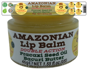 Nativilis AMAZONIAN LIP BALM DOUBLE ACTION FORMULA WITH PRACAXI SEED OIL (Pentaclethra macroloba) + BACURI BUTTER (Platonia insignis) Moisturises Dry Lips and Heals Chapped Lips - Toned Lips - Copaiba