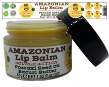 Load image into Gallery viewer, Nativilis AMAZONIAN LIP BALM DOUBLE ACTION FORMULA WITH PRACAXI SEED OIL (Pentaclethra macroloba) + BACURI BUTTER (Platonia insignis) Moisturises Dry Lips and Heals Chapped Lips - Toned Lips - Copaiba
