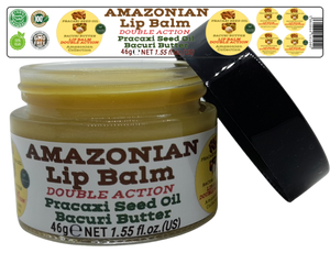 Nativilis AMAZONIAN LIP BALM DOUBLE ACTION FORMULA WITH PRACAXI SEED OIL (Pentaclethra macroloba) + BACURI BUTTER (Platonia insignis) Moisturises Dry Lips and Heals Chapped Lips - Toned Lips - Copaiba