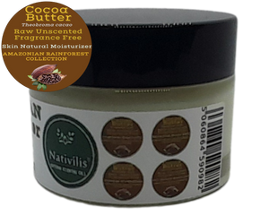 Nativilis Amazonian Cocoa Butter Raw Unscented Fragrance Free (Theobroma cacao) Skin Natural Moisturizer Replenishing skin's moisture protecting your skin improving elasticity – Copaiba properties