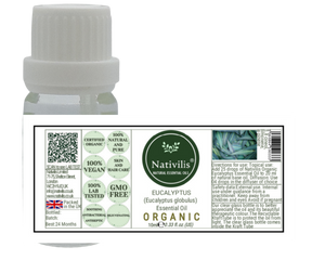 Nativilis Organic Eucalyptus Essential Oil (Eucalyptus globulus) - 100% Natural - 10ml - (GC/MS Tested)