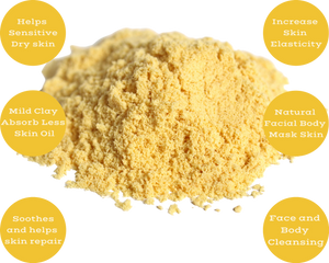 Nativilis Amazonian Yellow Clay Mild Powder Kaolin - Natural Facial Body Mask – Absorb Less Oil Perfect for Sensitive Dry Skin – Increased Collagen – Skin Remineralize - Copaiba benefits