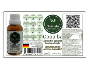 Nativilis Copaiba Ätherisches Balsamöl - Muskel- und Gelenkschmerzen - anti-aging brauner fleck auf der haut akne dermatitis melasma - Pilzinfektionen – Durchblutung von Krampfadern -Aromatherapie-Öl