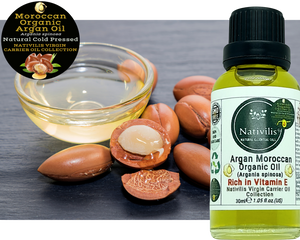 Nativilis Organic Argan Oil Moroccan (Argania spinosa) Hair, Face & Skin - Natural Cold Pressed Carrier Oil - Pure & Natural, Anti-Ageing, Antioxidant, Vegan, No GMO - Rich in Vitamin E – Copaiba